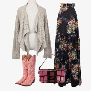 sandwich_ Crochet Cardigan Wrap Open Front Long Sleeve